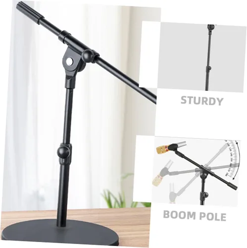 Vista 2 de Brazo telescópico brazo de metal poste de micrófono con adaptador de cabeza de tornillo portátil extensible soporte de micrófono accesorio para una