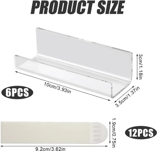 Vista 2 de PEUTIER 6 soportes de pared para discos de vinilo, soportes de acrílico para álbumes, con cinta adhesiva sin taladrar para cubiertas (transparente)