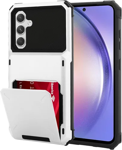 Vista 28 de Funda tipo cartera para Samsung Galaxy S22 con 2 tarjeteros, ranura de crédito, a prueba de golpes, funda híbrida de protección resistente, Negro