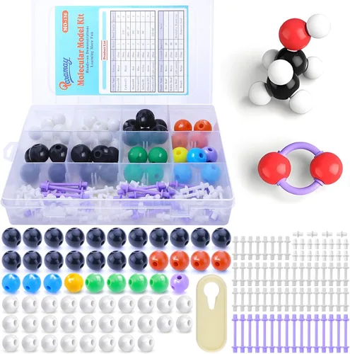 Kit de modelo molecular de química (136 piezas) para estudiantes y profesores, conjunto de aprendizaje químico orgánico e inorgánico, motiva el