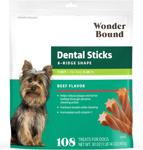 Vista 10 de Marca Yaxa – Wonder Bound - Palitos dentales con sabor a carne de res para perros grandes (más de 30 libras), forma de 6 crestas para control