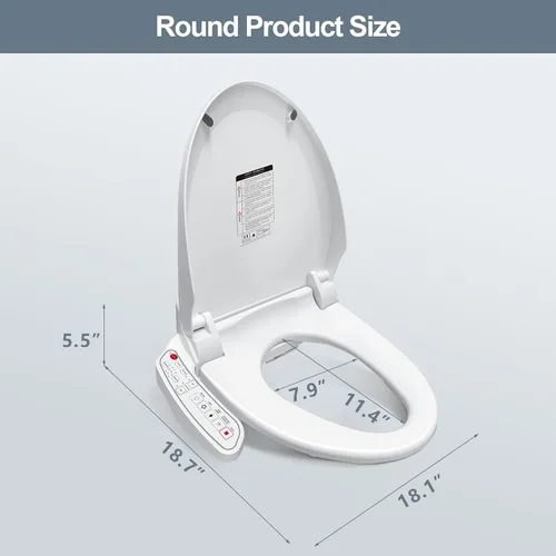 Vista 8 de ZMJH ZMA102D Asiento de inodoro con bidé, redondo inteligente, agua caliente ilimitada, lavado en remolino, calentado electrónicamente, secador