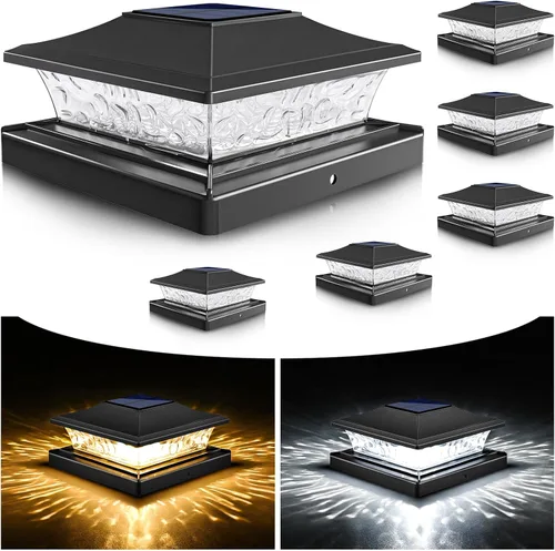 Vista 8 de VOLISUN - Faroles solares para postes de 4x4/6x6, para cercas de madera/vinilo, para patio/jardín, blanco cálido con 2 modos de iluminación