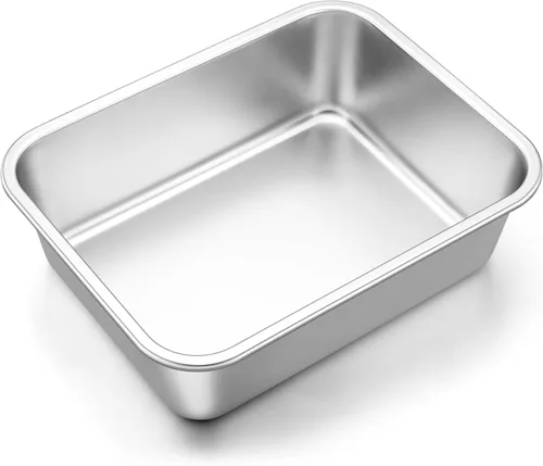 Onader - Bandeja para lasaña profunda, rectangular de acero inoxidable de 10 x 8¼ pulgadas, bandeja para hornear de metal, apta para horno y