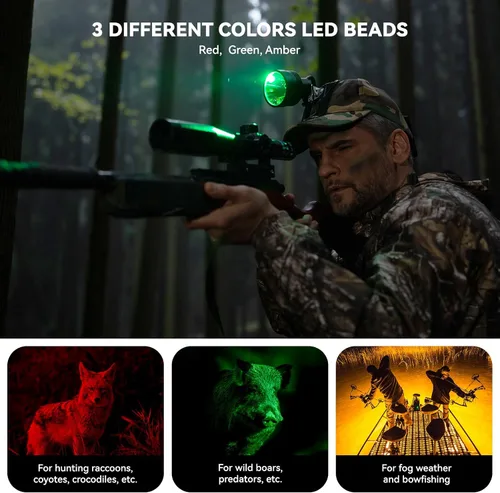 Vista 3 de GearOZ Coon - Faro delantero de caza para depredadores de cerdo, lámpara de cabeza de cazador, gorra de camuflaje Coyotes Hunting Headlamp, 10W