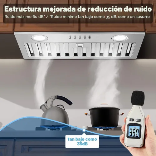 Vista 6 de JOEAONZ Campana de Ventilación Integrada de 30 Pulgadas 800 CFM, Campana de Ventilación Integrada de Vidrio Negro con Control por Gesto y Tacto