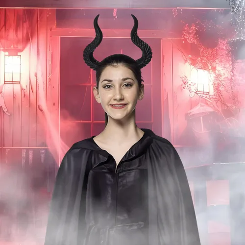 Vista 3 de HMS Cuernos malévolos unisex para adultos, negros, talla única, Negro