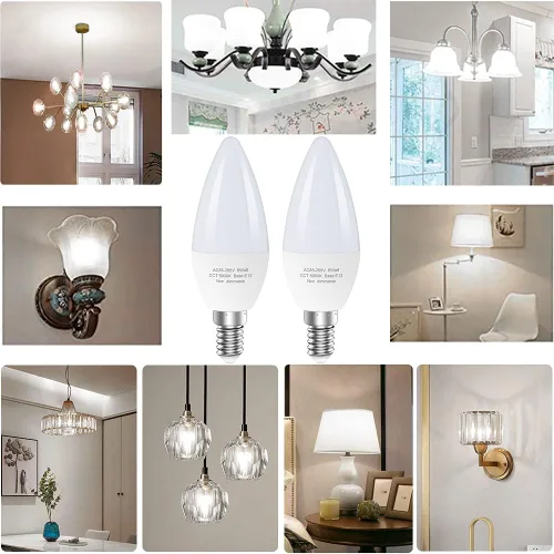 Vista 9 de GOSCHE - Paquete de 6 bombillas LED E12 para ventilador de techo, bombillas LED de candelabro equivalentes a 60 vatios, bombilla tipo B
