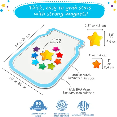 Vista 4 de Tarro magnético Super Star Rewards – Herramientas de gestión de comportamiento en el aula, sistema de recompensa de tarro de mármol para aula, tabla