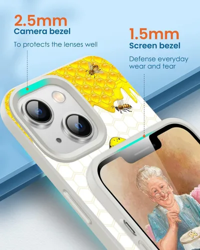 Vista 2 de Carcasas para iPhone 16, 15, 14, 13, 12, 11, Pro, Max, Galaxy S25, S24, S23, S22, S21, S20, FE Plus, A16, A15, A14, A54, con nombre de abeja