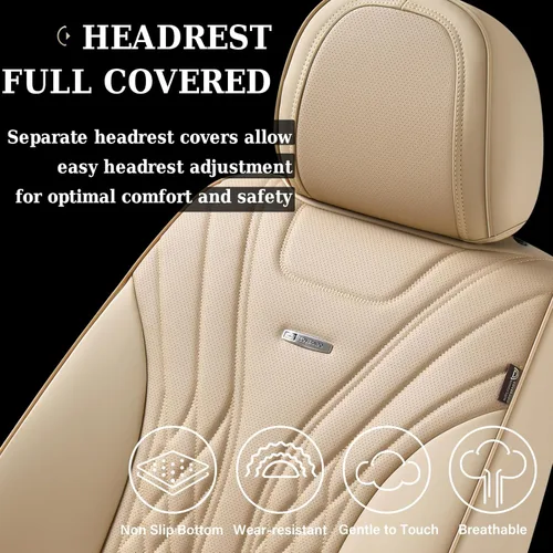 Vista 7 de Coverado - Juego completo de fundas de asiento delantero y trasero para automóvil, impermeable, piel de napa, protector, universal, para la mayoría
