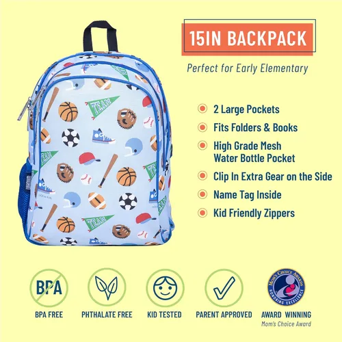 Vista 2 de Wildkin - Mochila infantil de 15 pulgadas para niños y niñas