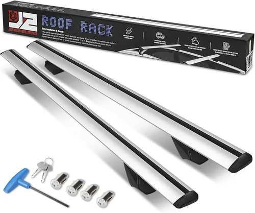 Vista 7 de J2 Engineering J2-RR-120-BK Par de Barras Transversales de Portaequipajes de Techo de Aluminio de 49" Portador de Carga y Equipaje para Rieles