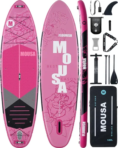Vista 9 de MOUSA 11'6“x35 Extra Wide Inflatable Stand Up Paddle Board, Stable Long SUP for 2 People/Family, Shoulder Strap, 3/5 Handles, 100L Backpack