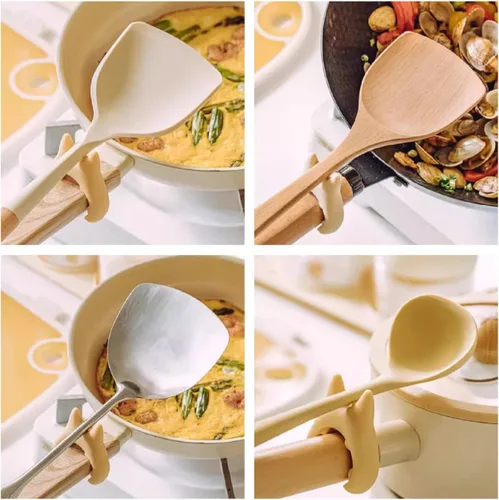 Vista 2 de WAYUTO Paquete de 2 clips de silicona para ollas, soporte para cucharas de cocina, liberador de vapor para olla flexible