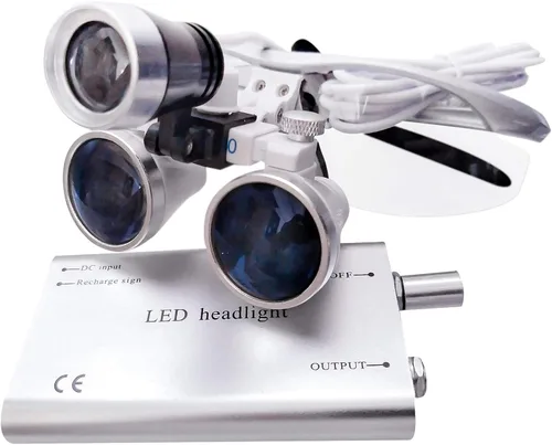 3.5X portátil 16.535 in quirúrgico binocular lupas vidrio óptico+LED faro astilla