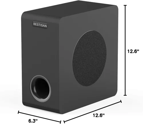 Vista 8 de BESTISAN Subwoofer con alimentación, Subwoofer de audio para el hogar de 6.5'' de disparo lateral, Subwoofers de respuesta de graves profundos