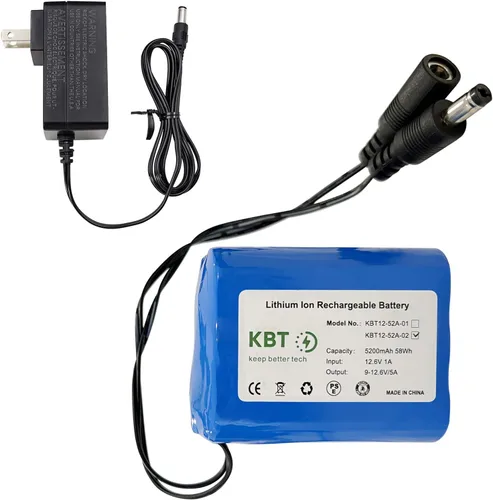 Vista 10 de KBT Batería Recargable de Iones de Litio de 12V 1200mAh, Conector Macho DC5521 de 12 Voltios, Paquete de Batería de Repuesto con Cargador Compatible