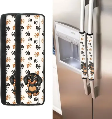 Vista 38 de Juego de 2 fundas para manija de puerta de refrigerador con estampado de copos de nieve de aguacate, protector de manija de puerta de cocina lavable