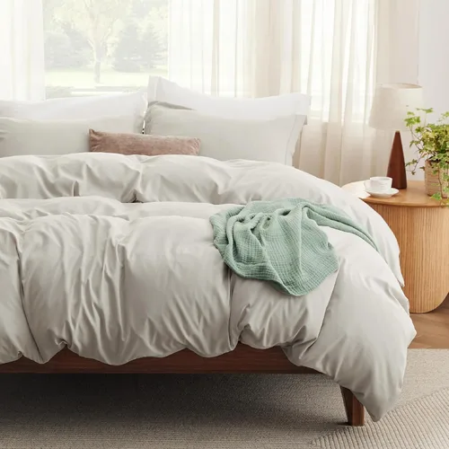 Vista 43 de Bedsure Funda de edredón de tamaño King, suave, prelavada, blanca, 3 piezas, 1 funda de edredón de 104 x 90 pulgadas con cierre de cremallera y 2