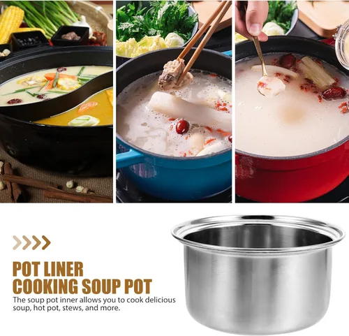Vista 6 de UKCOCO Olla pequeña para olla caliente de acero inoxidable, olla de arroz antiadherente, olla para hacer arroz, sartén para cocinar arroz, tanque