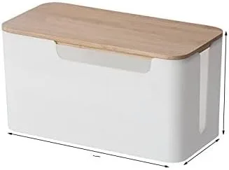 Caja de cables con cubierta de madera, regleta de alimentación, estuche de cable, cargador de enchufe, organizador de escritorio, caja de