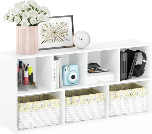 Vista 385 de Furinno - Estantería de cubos de 5 niveles serie Luder para libros y almacenamiento, color roble francés