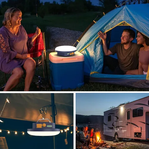 Vista 6 de Luz de campamento recargable de 10000 mAh, 3000 lúmenes, 6500 K, 24 horas de tiempo de juego, luz de mercado nocturno al aire libre, linterna