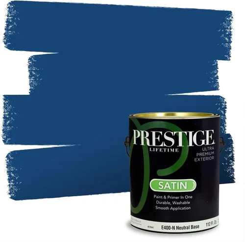 Vista 110 de Prestige Paints. - Base y pintura para exteriores en un solo galón, 1 galón. plano, comparable con Sherwin Williams Topsail.
