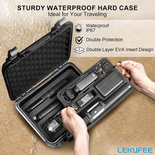 Vista 6 de Lekufee Funda Rígida Resistente al Agua para DJI Osmo Pocket 3, Mic 3/2/Mini, Combo de Creador, Combo de Expansión de Potencia, Cámara de Vlogging