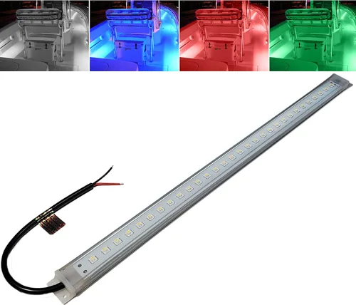 Wave One Marine Tira de luz LED RGBW de cortesía y acento para barco de 16 pulgadas | Controlador interno de 12-24 voltios | Blanco azul rojo verde