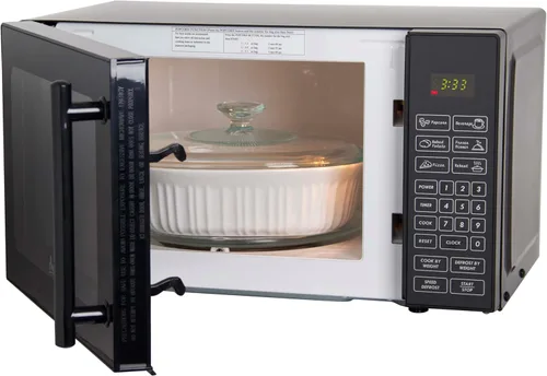 Vista 7 de Avanti MT81K1BH Horno microondas compacto de 700 vatios con 6 ajustes de precocción, descongelación de velocidad, panel de control electrónico