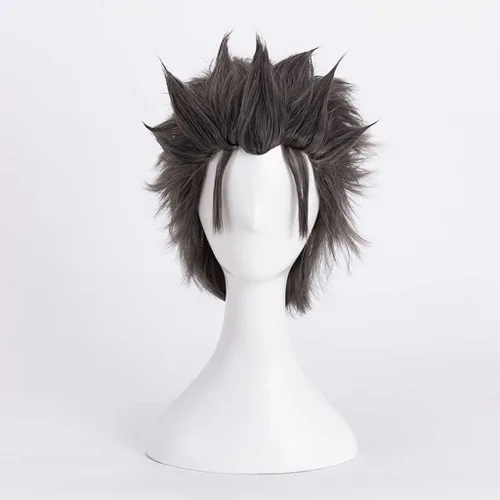 SYIBOO Peluca de cosplay de anime, Re Zero Starting Life in Another World Natsuki Subaru, peluca corta negra, con gorra de peluca gratis, para