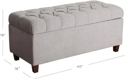 Vista 3 de HomePop Ainsley - Banco otomano de almacenamiento de 40 pulgadas, color gris