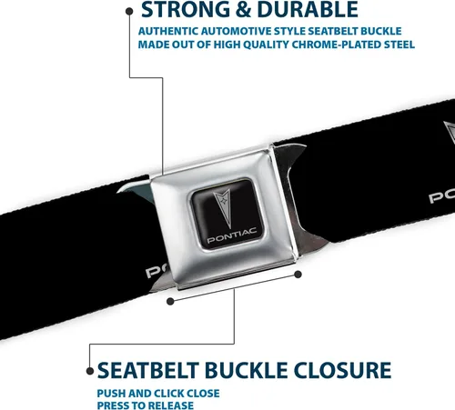 Vista 6 de Buckle-Down Cinturón de seguridad - Pontiac BlackSilver Logo REPEAT - 1.0" Ancho - 20-36 pulgadas de largo