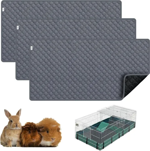 Vista 15 de Ropa de cama para cobayas, 2 paquetes de forro lavable para jaula de 49x24 pulgadas, almohadillas súper absorbentes lavables, impermeables