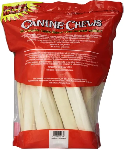 Vista 4 de Canine Chews Huesos de cuero crudo de 10 a 11 pulgadas para perros grandes, masticables duraderos de cuero crudo para perros, rollos de retriever