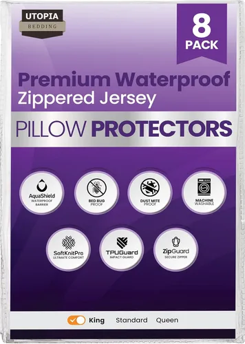 Vista 20 de Utopia Bedding - Funda de almohada impermeable con cremallera, 20 x 26 pulgadas, 2 unidades, estándar, color blanco
