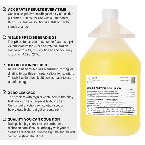 Vista 2 de Solución tampón pH 7, solución de calibración de medidor de pH, estándar de referencia trazable NIST, diseñado para todos los medidores de pH, 3.8