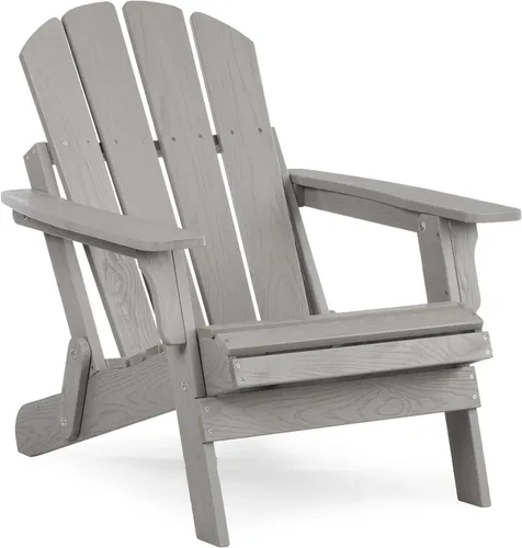 Vista 17 de Silla Adirondack plegable de madera de gran tamaño con respaldo y tablero de asiento premontados, silla de descanso para patio al aire libre
