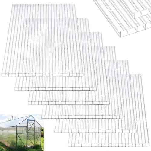 Vista 7 de Tatuo Paquete de 12 Paneles de Invernadero de Policarbonato de 4' X 2' X 0.32'' Láminas de Policarbonato Paneles de Techo de Doble Pared