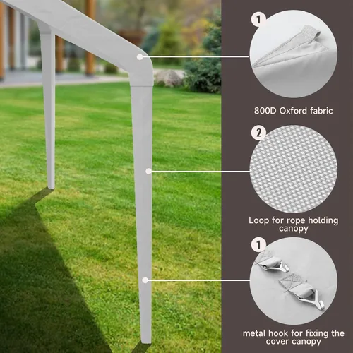 Vista 4 de GOTRUTH Toldo de repuesto para cochera, cubierta superior de repuesto para marco de cochera de 10 x 20 pies, tela Oxford 800D, impermeable