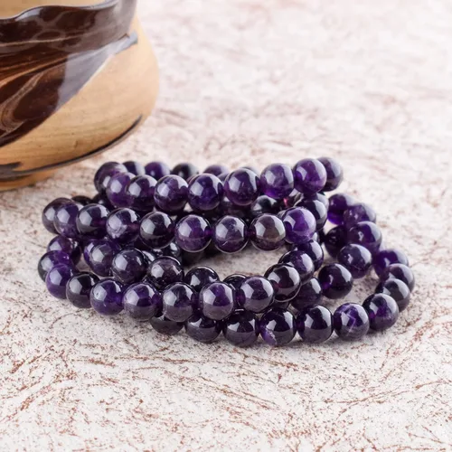 Vista 6 de Pulsera de purificación hecha a mano con piedras preciosas – Pulsera unisex elástica con cristales curativos de chakras, cuentas redondas de cuentas