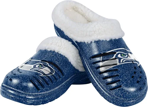Vista 26 de FOCO - Zuecos con logotipo del equipo de la NFL para mujer, forro de sherpa y brillo