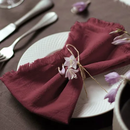 Vista 17 de Servilletas de tela hechas a mano 100% algodón con flecos, delicadas servilletas de tela hechas a mano para cenas, fiestas, bodas y más, 18 x 18