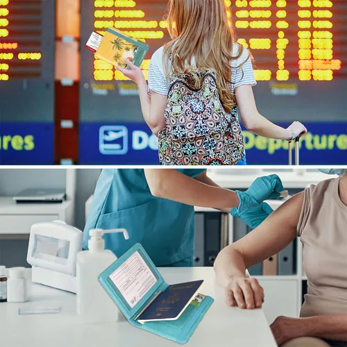 Vista 6 de ACdream - Tarjetero combinado para colocar pasaporte y tarjeta de vacunación funda protectora con ranura para tarjeta de vacunación del CDC