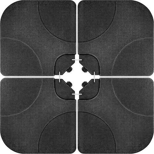 Artpuch 4 bases cuadradas de sombrilla de plástico voladizo para patio, base de sombrilla rellena de agua/arena (176 libras, negro oscuro)