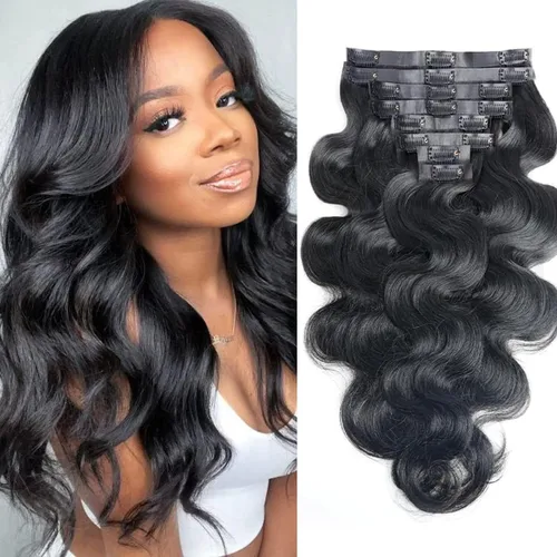 Vista 41 de Extensiones de cabello con clip, rizado birmano, de cabello humano Remy real, 8 piezas, extensiones con clip de cabello humano Remy para mujeres