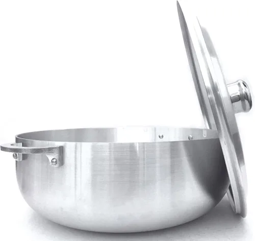 Vista 2 de Uniware Caldero de aluminio de calibre pesado con tapa de aluminio, plata (6.7 QT)