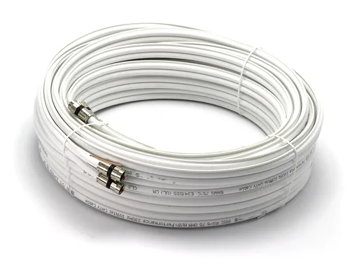 Vista 9 de Cable coaxial doble RG6 de 6 pies, negro con cable coaxial doble RG6 con cable de tierra de cobre de 18 AWG - Cable coaxial doble de 6 pies - Uso